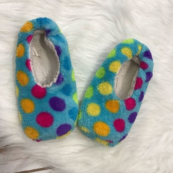 D Little Kid Slippers Dots Blue Size 6 - Picture 1 of 9